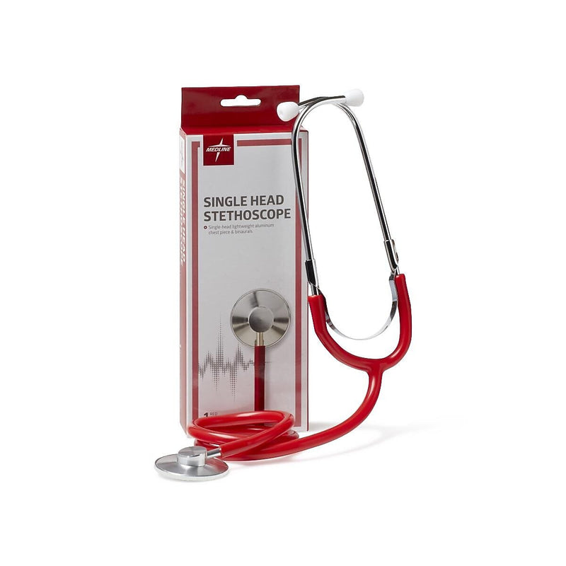 Medline Single Head Stethoscope, Red (MDS926106)