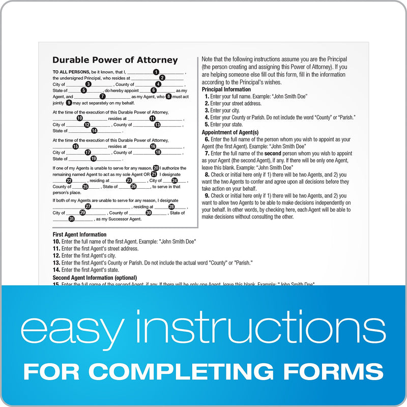 Adams Durable Power of Attorney Legal Form Kit 11"L x 8.5"W Each (ABF LF205)