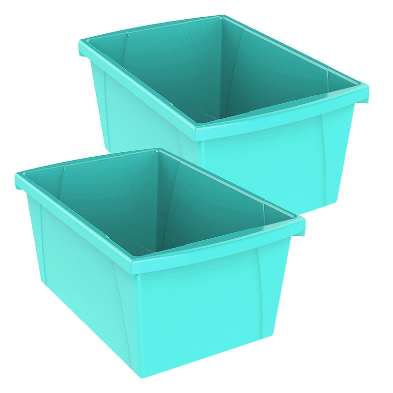 Storex Plastic Medium Classroom Storage Bin, 16.75"x 11.87"x 8.28", Teal, Pack of 2 (STX61478U06C-2)