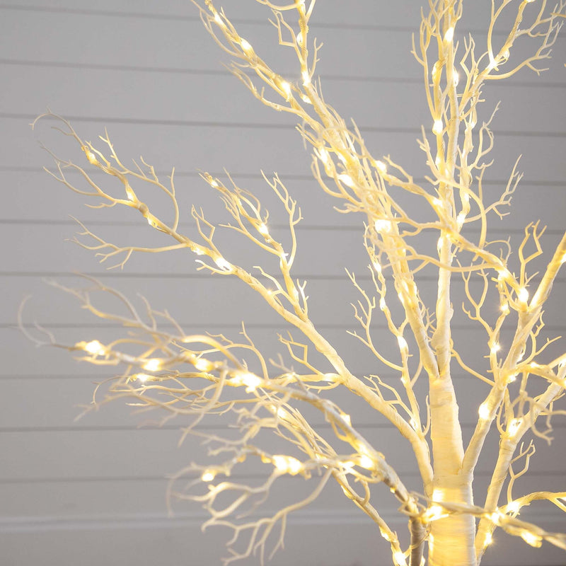 Nearly Natural 4-ft Pre-Lit Artificial White Twig Tree with 160 Warm White LED Lights (T4924)
