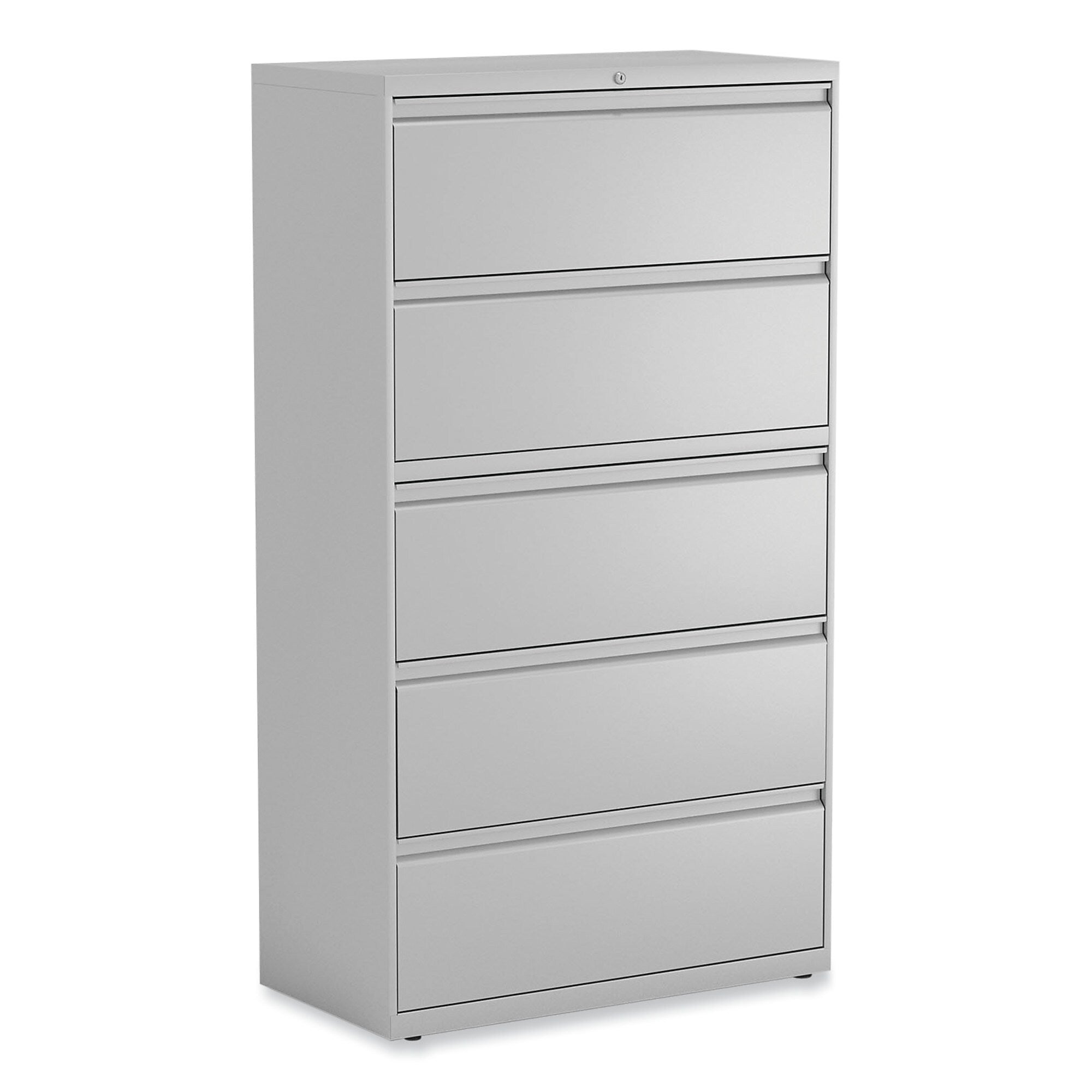 Alera® Lateral File, 5 Legal/Letter/A4/A5-Size File Drawers, Light Gray, 36" x 18.63" x 67.63"