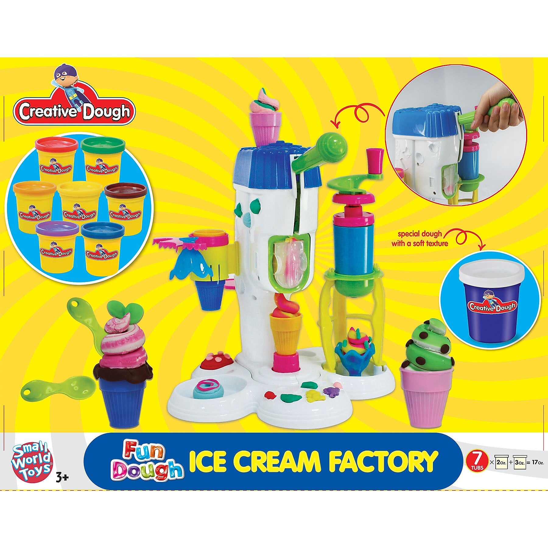 Small World Toys Creative Dough Fun Dough Activity Set: Ice Cream Factory, 20/Set (SWT9721300)