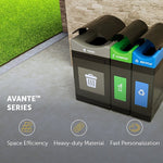 Commercial Zone Avante Series Polyethylene Triple-Stream Trash, Recycling and Compost Center, 115 Gallon, Black (787304MSA)