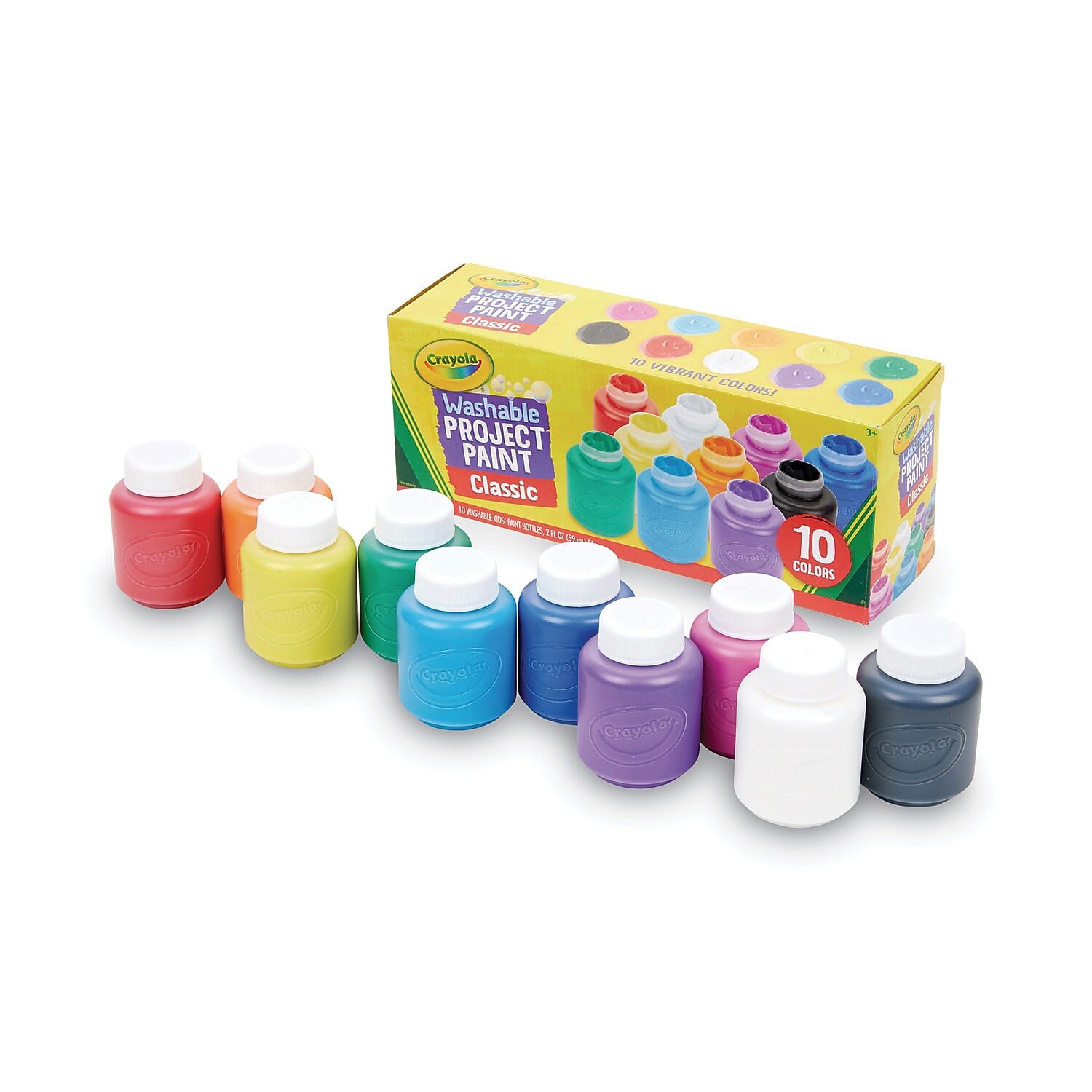 Crayola Washable Craft Paint, Assorted, 2 oz., 10/Pack (54-1205)