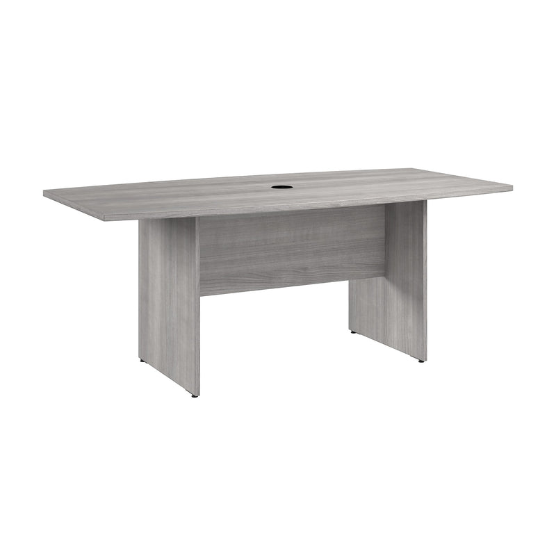 Bush Business Furniture 72W x 36D Boat Shaped Conference Table with Wood Base, Platinum Gray (99TB7236PG)