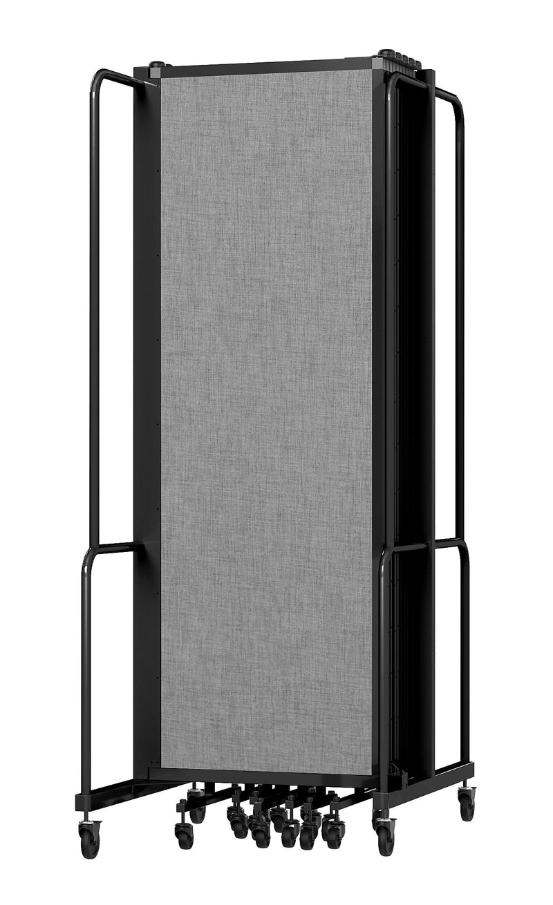 National Public Seating Robo Series 11-Panel Folding Mobile Room Divider, 72"H x 256"W, Grey Fabric (RDB6-11PT02)