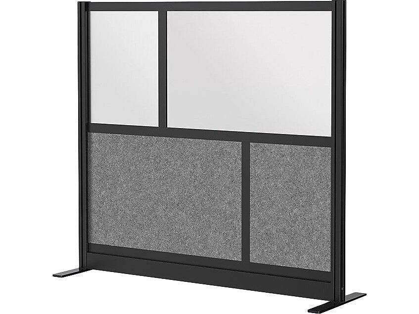 Luxor Expanse Series 4-Panel Freestanding Modular Room Divider System Starter Wall, 48"H x 53"W, Black/Gray, PET/Acrylic