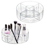 iDESIGN Stackable Rotating Plastic 4-Compartment Desk Organizer, Clear, 2 Piece (29117M2)