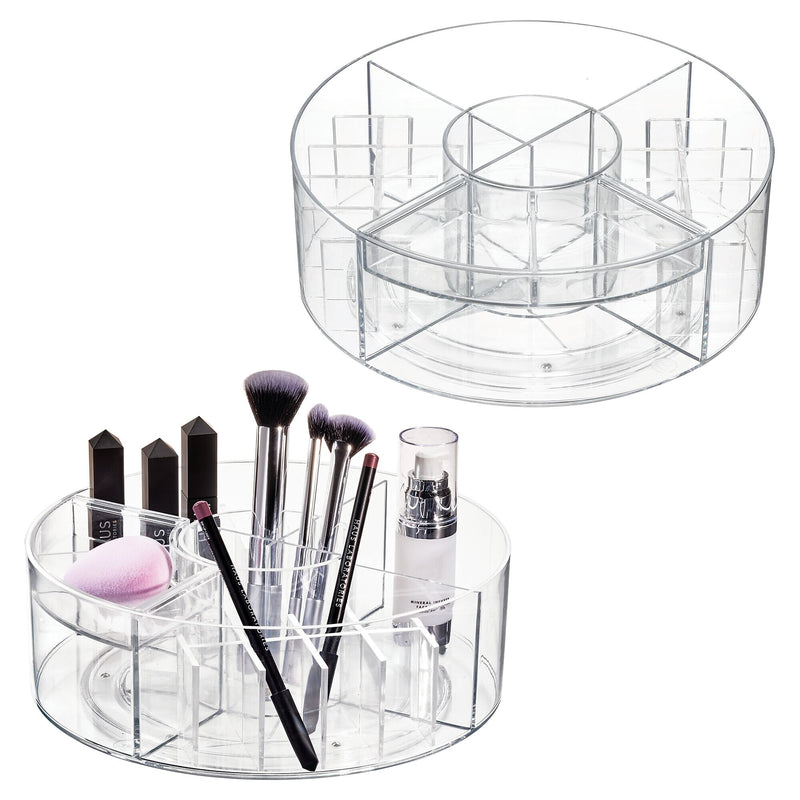 iDESIGN Stackable Rotating Plastic 4-Compartment Desk Organizer, Clear, 2 Piece (29117M2)