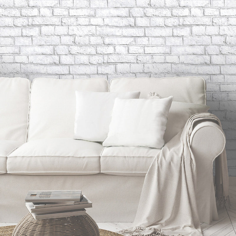 York Wallcoverings White Brick Peel and Stick Wallpaper (RMK11237WP)