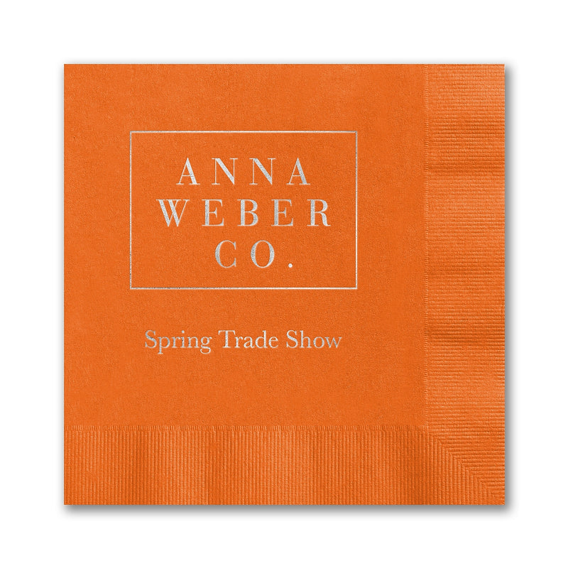 Orange Beverage Napkin - Custom Foil Imprint, 500/BX