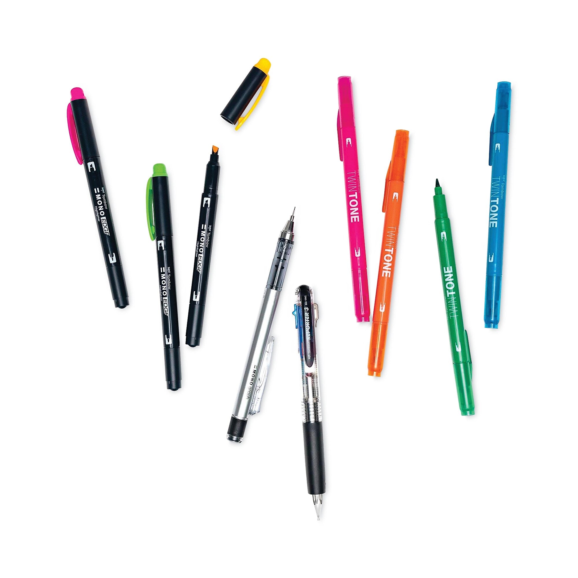 Tombow Creative Notetaking Pen Set, Assorted Points, Assorted Size Set, Assorted Ink, 9/Kit (TOM56301)