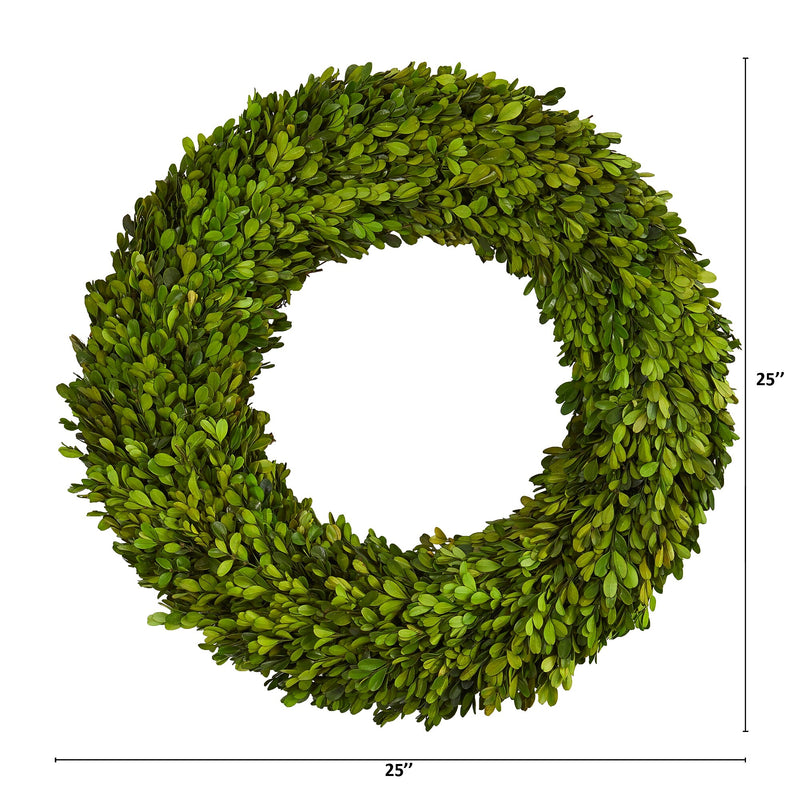 Nearly Natural 24-in Preserved Boxwood Wreath (4375)