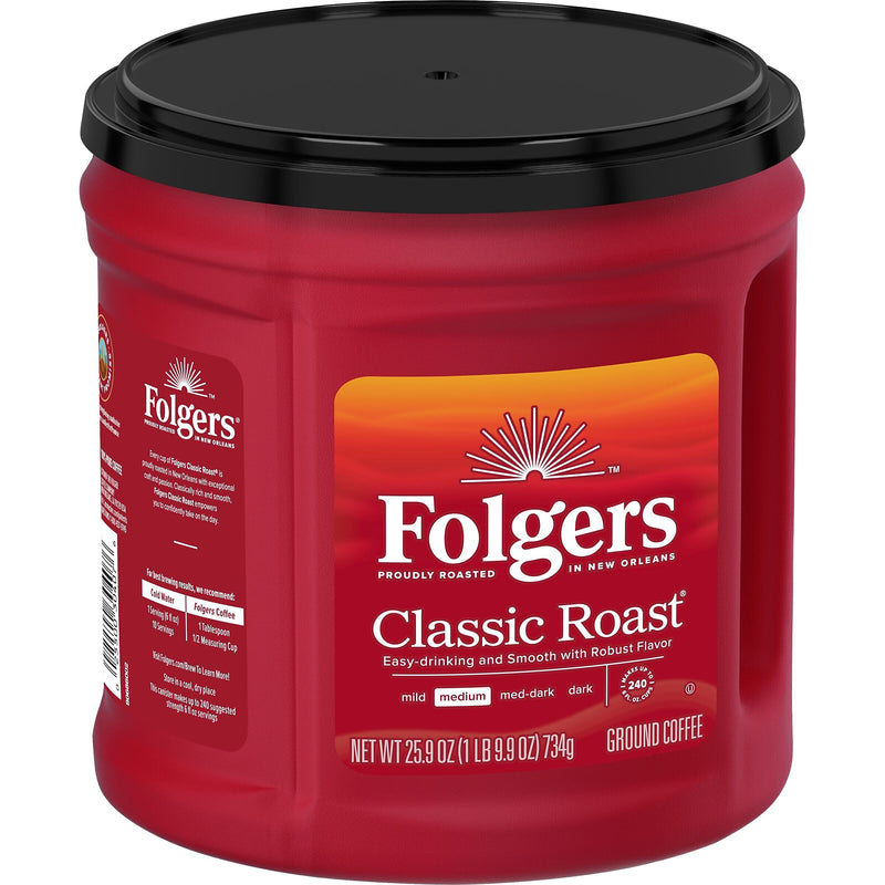 Folgers Classic Roast Ground Coffee, Medium Roast, 25.9 oz., 6/Carton (2550030407CT)