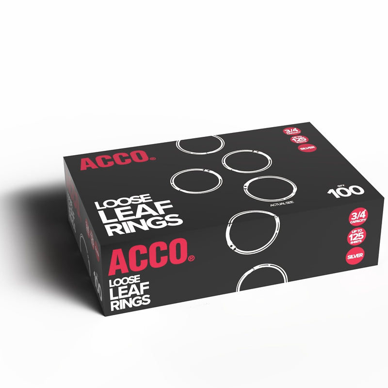 ACCO Book Ring, 3/4" Capacity, Silver, 100/Box (ACC72201)
