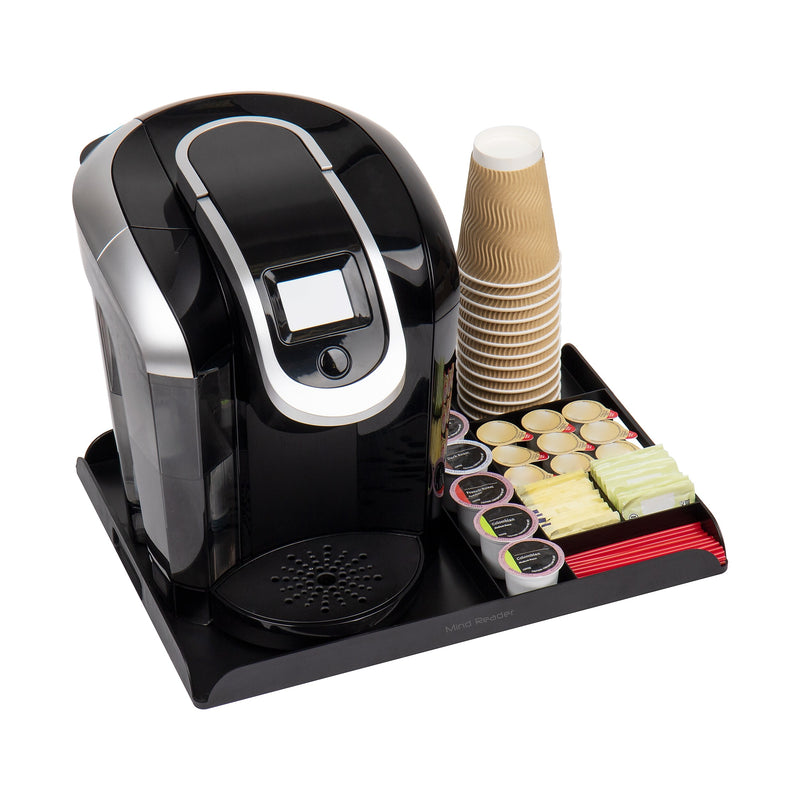 Mind Reader Plastic 7-Compartment Countertop Coffee Organizer Tray, Black (KEUTRAY-BLK)