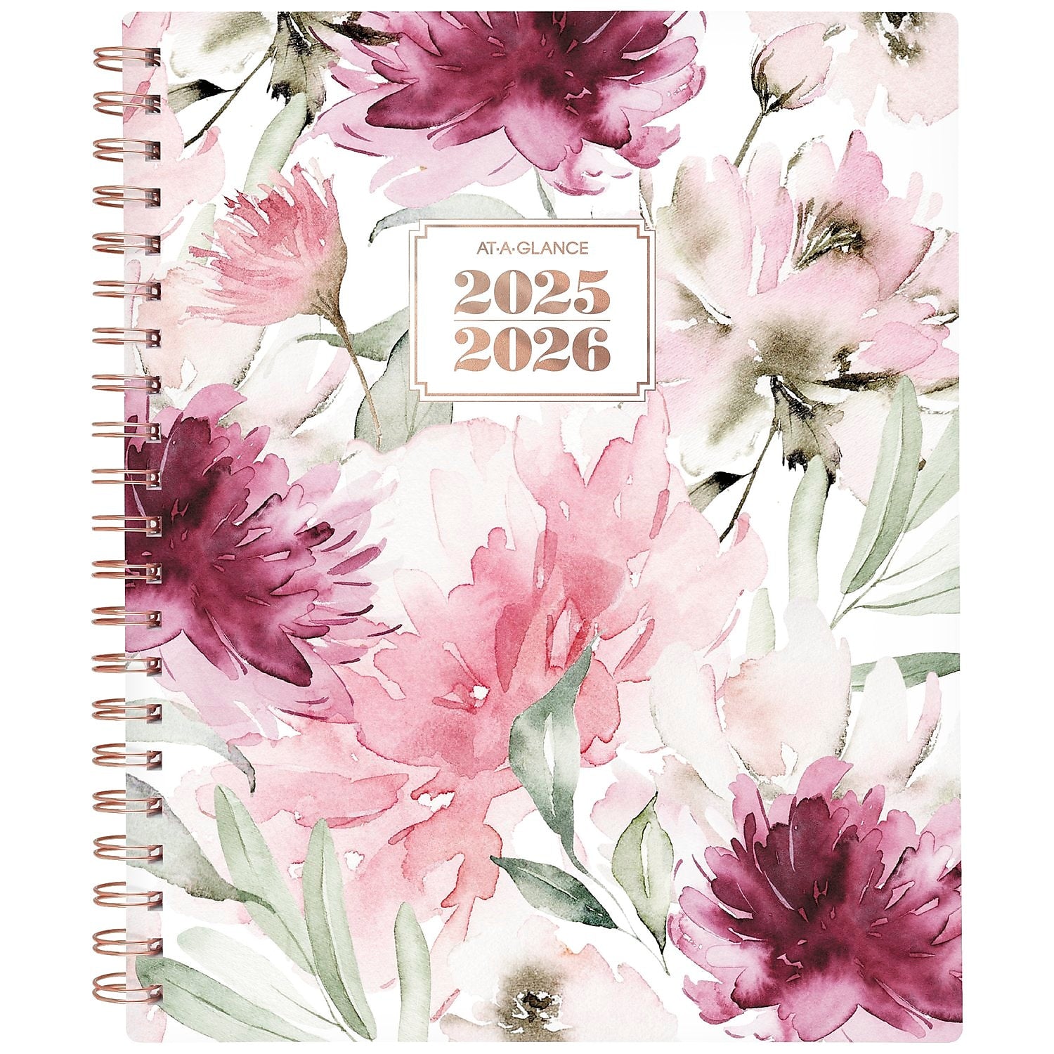 2025-2026 AT-A-GLANCE BADGE Floral 8.5" x 11" Academic Weekly & Monthly Planner, Plastic Cover, Multicolored (1734F-905A-26)
