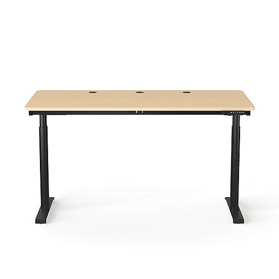 VersaDesk PowerLift 60"W Electric Rectangular Adjustable Standing Desk, Maple/Black (PLSDR6030-BM-APP )