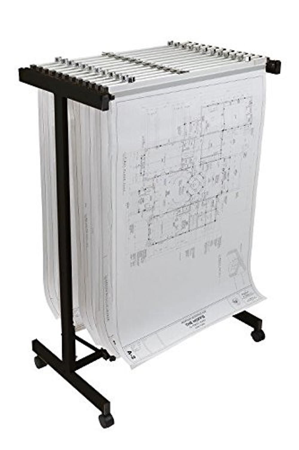 AdirOffice Blueprint Maps Expandable Mobile Large Plan Center File Cart, Black (615-BLK)