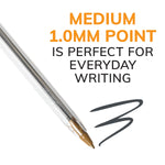 BIC Cristal Xtra Smooth Ballpoint Pens, Medium Point, 0.1mm, Black Ink, Dozen (MS11BK)