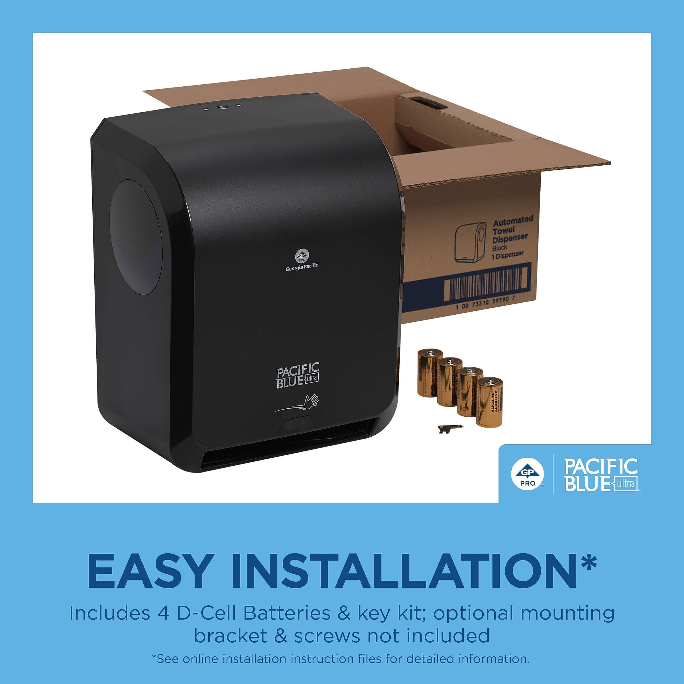 Pacific Blue Ultra Automated Hardwound Paper Towel Dispenser, Black (59590)