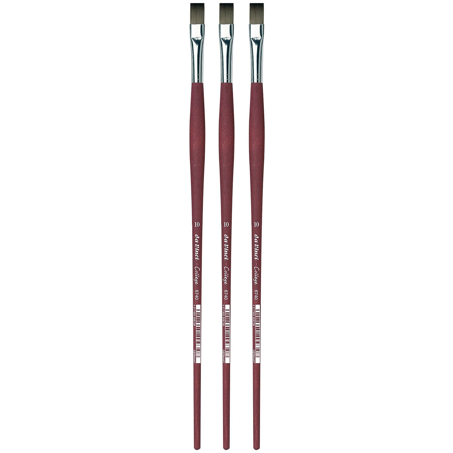 da Vinci COLLEGE Oil and Acrylic Synthetic Student Flat Brush, 3 Brushes/Pack (DVXVA874010-3)