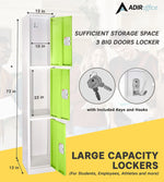 AdirOffice 72"H 3-Tier Green Storage Locker (ADI629-203-GRN-DL)