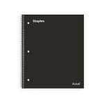 Staples Premium Poly 3-Subject Notebook, 8.5" x 11", College Ruled, 150 Sheets, Black (ST58313)