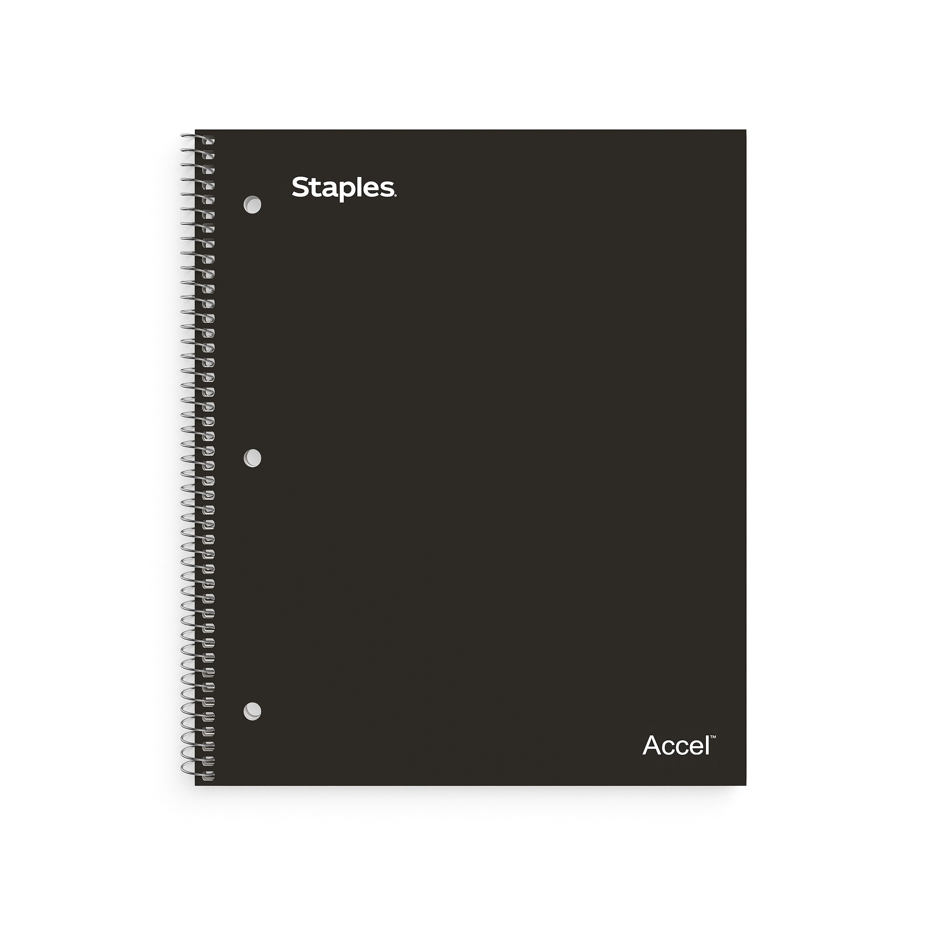 Staples Premium Poly 3-Subject Notebook, 8.5" x 11", College Ruled, 150 Sheets, Black (ST58313)
