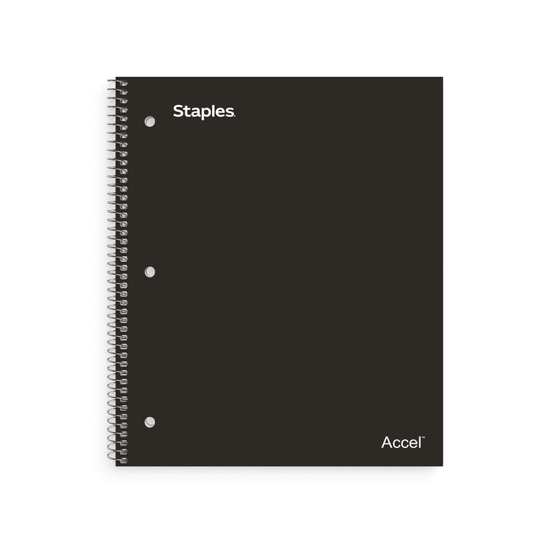 Staples Premium Poly 3-Subject Notebook, 8.5" x 11", College Ruled, 150 Sheets, Black (ST58313)