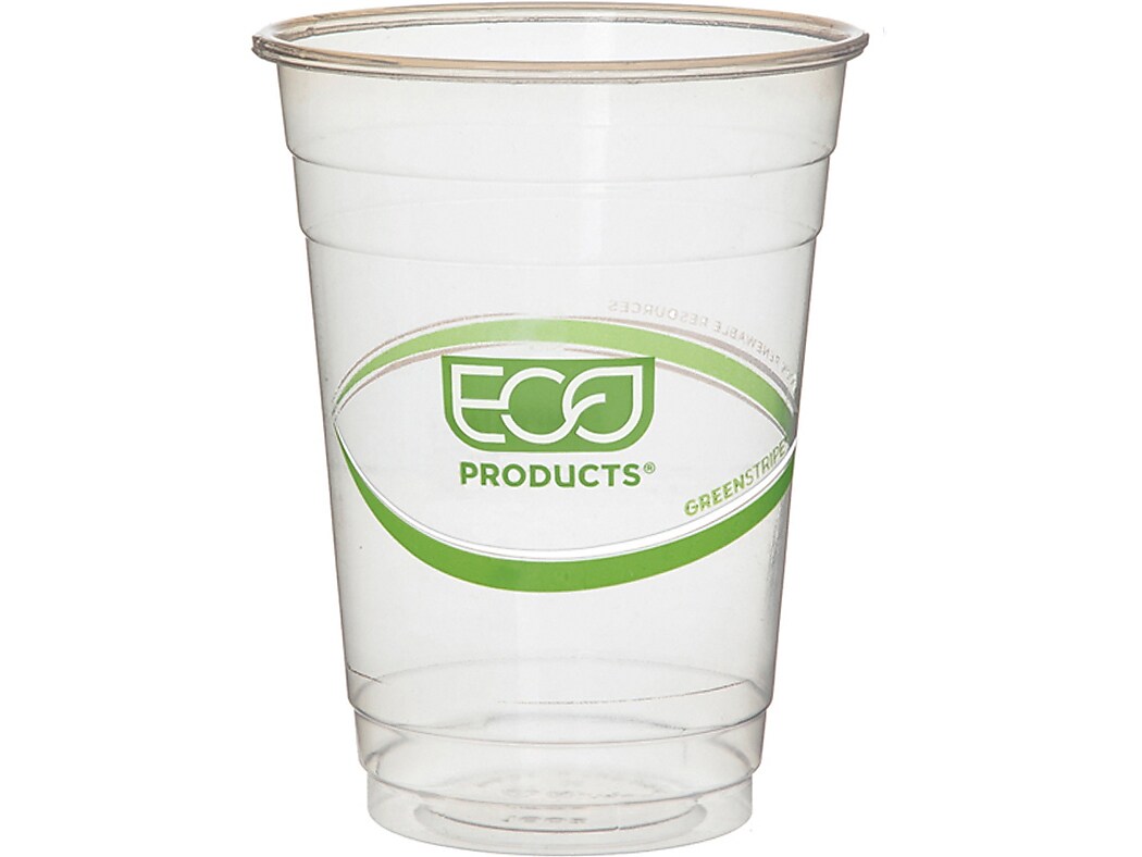 Eco-Products GreenStripe PLA Cold Cup, 16 oz., Clear/Green, 50 Cups/Pack, 20 Packs/Box (EP-CC16-GS)