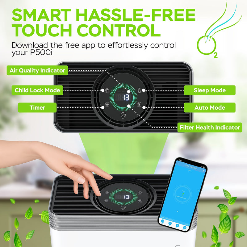 Treblab PUROXYGEN P500i HEPA Filter Air Purifier, 4-Speed, WiFi Enabled, White (P500I)