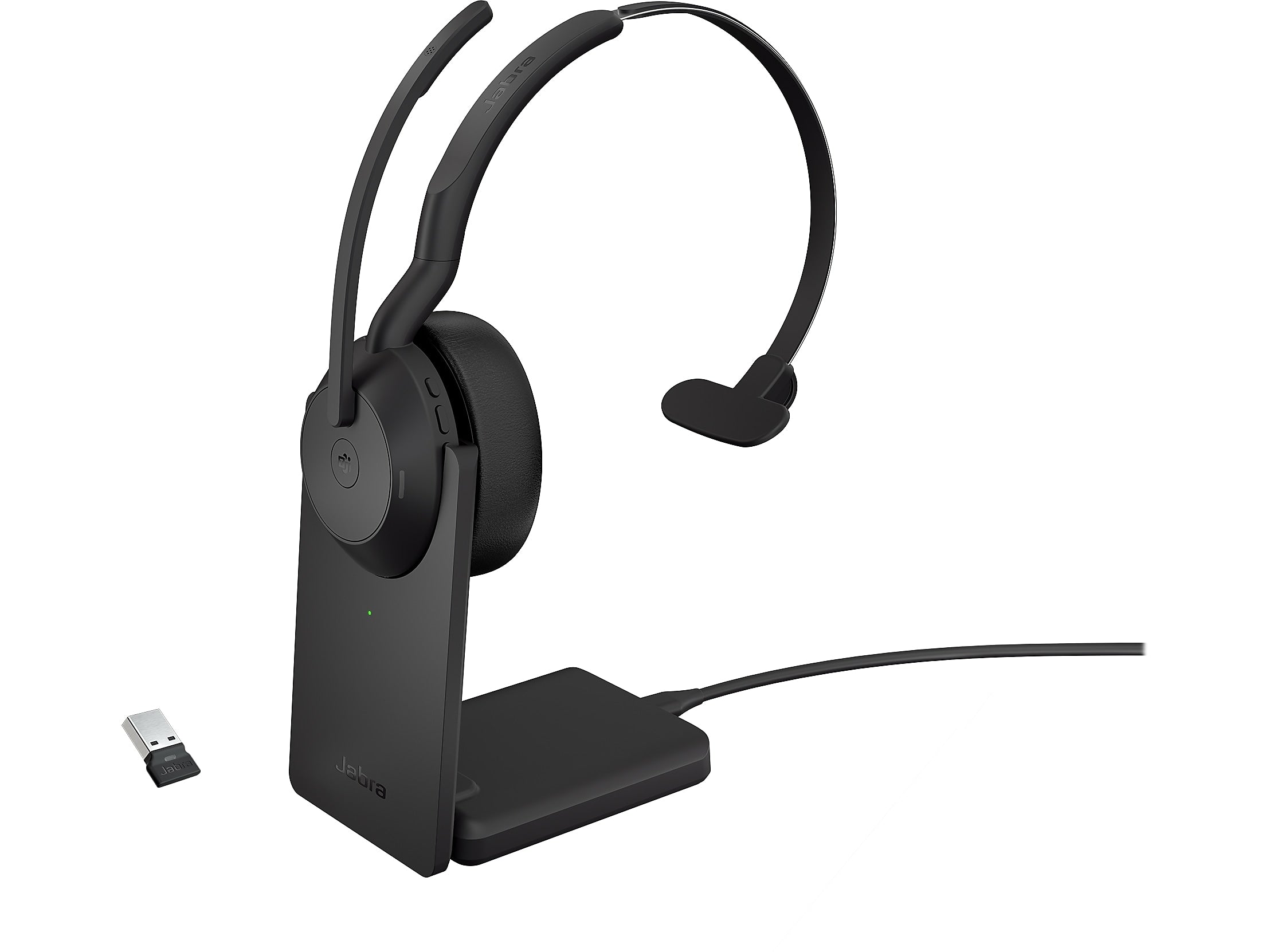 jabra Evolve2 55 Wireless Noise Canceling Bluetooth Phone & Computer Mono Headset, USB-A, MS Certified, Black (25599-899-989-01)