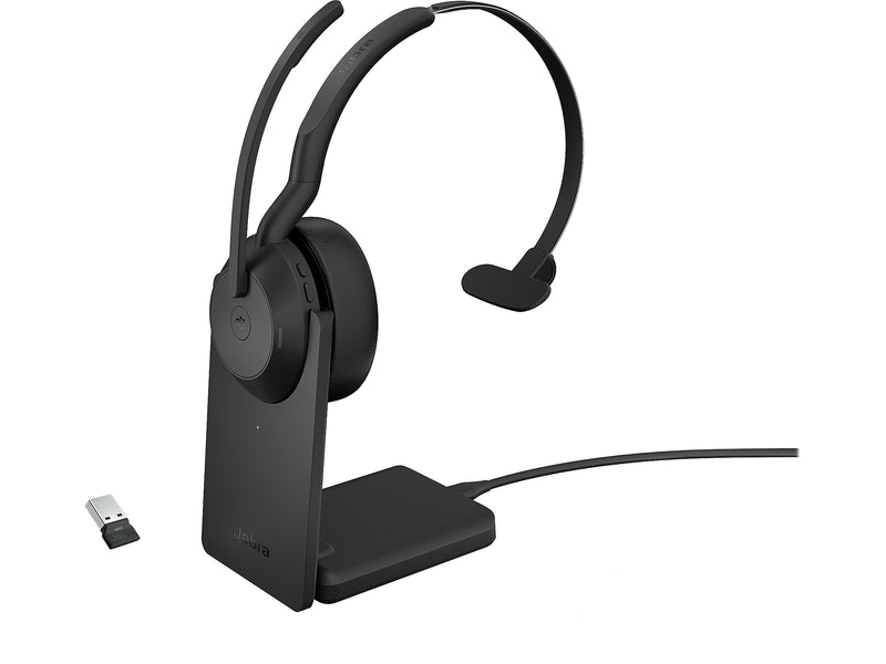 jabra Evolve2 55 Wireless Noise Canceling Bluetooth Phone & Computer Mono Headset, USB-A, MS Certified, Black (25599-899-989-01)