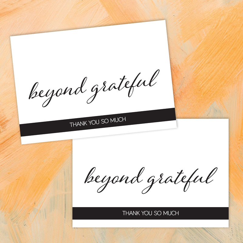 Great Papers Simply Beyond Grateful General Use Thank You Notecard Kits, Black/White, 50/Pack (2025031)