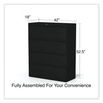 Alera 4-Drawer Lateral File Cabinet, Locking, Letter/Legal, Black, 42.13" (ALELF4254BL)