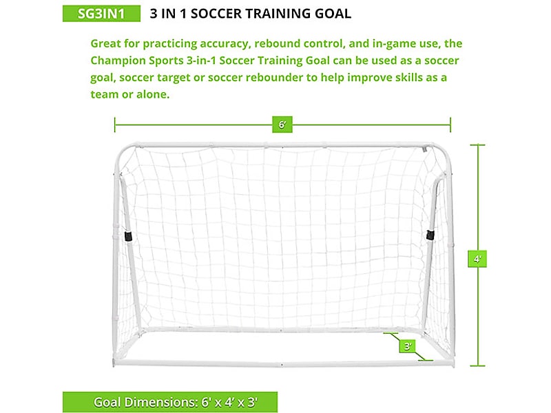 Champion Sports 3-in-1 Soccer Training Goal, White (SG3IN1)