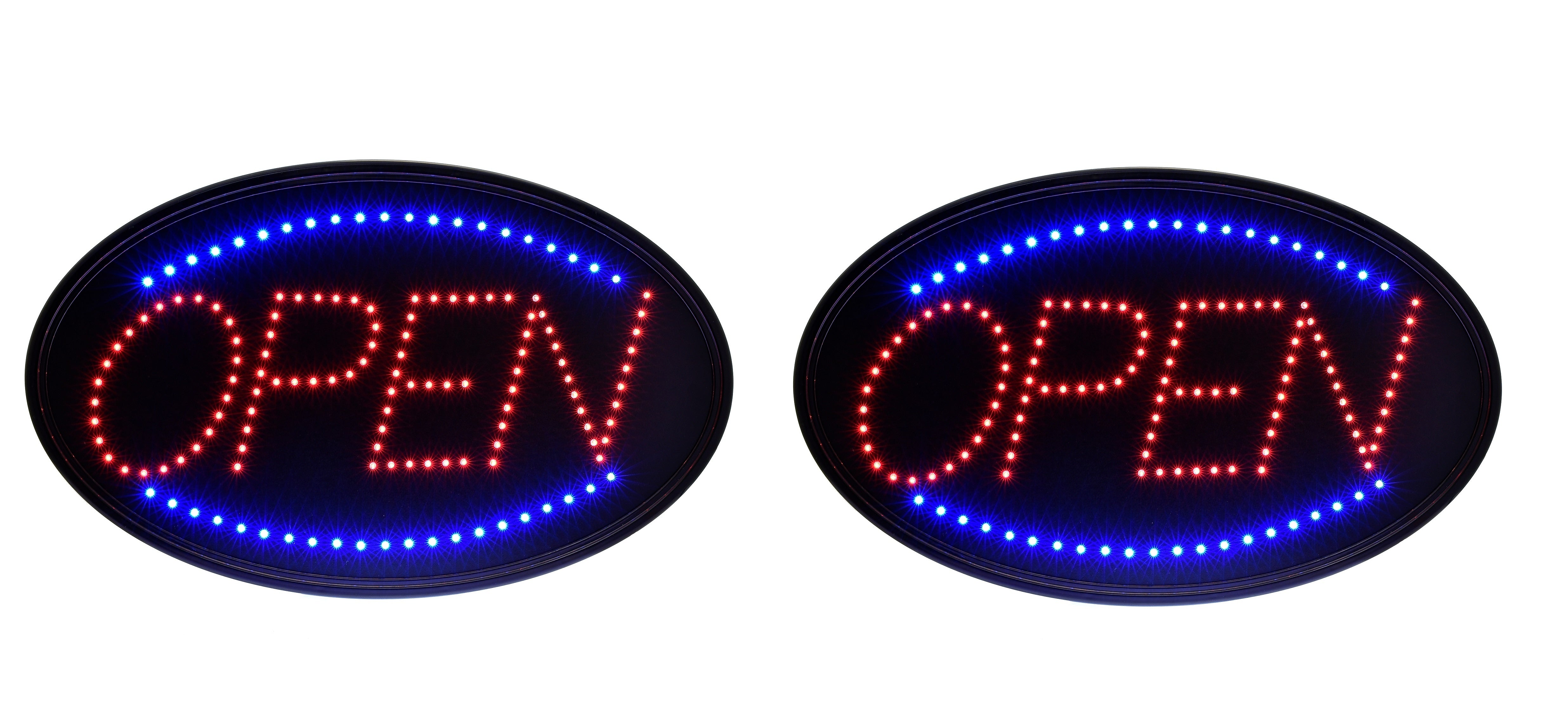 Alpine Industries Open Indoor LED Oval Sign,  23" x 14", 2/Pack (497-02-2PK)