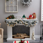 Nearly Natural 6-ft Flocked Artificial Christmas Garland with Pine Cones and 35 Warm White LED Lights (W1309)