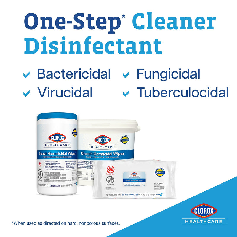 Clorox Healthcare Bleach Germicidal Wipes Bucket, 110 Wipes/Container (30358)