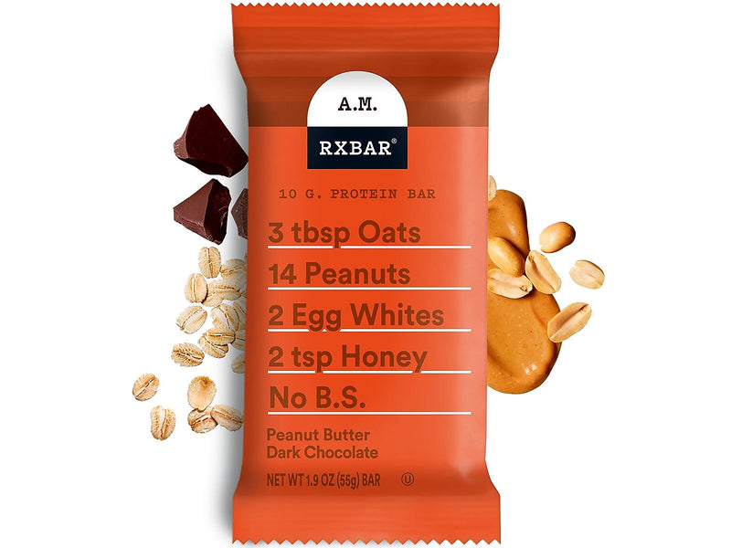 RX Bar A.M. Gluten-Free Peanut Butter Dark Chocolate Protein Bar, 1.9 oz., 12 Bars/Box (1-93908-00718)