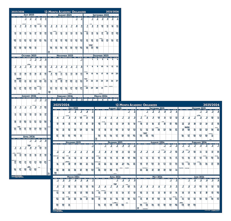2025-2026 House of Doolittle 37" x 24" Academic Yearly Dry Erase Wall Calendar, Reversible (395-26)
