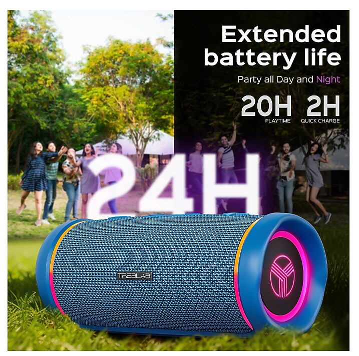 Treblab HD77 Premium Bluetooth Portable Speaker, Waterproof, Blue (HD77BL)