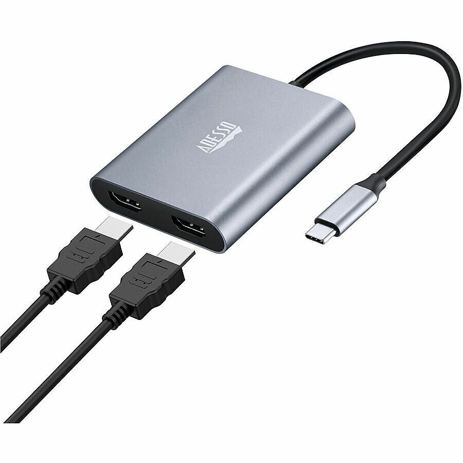 Adesso CyberHub 5020 USB-C to HDMI Digital Audio/Video Adapter, Male to Female, Black/Silver (AUH-5020)