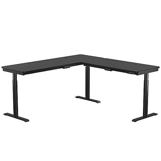 VersaDesk PowerLift 72"W Electric L-Shaped Adjustable Standing Desk, Black (PLLSD7260-BB-APP)