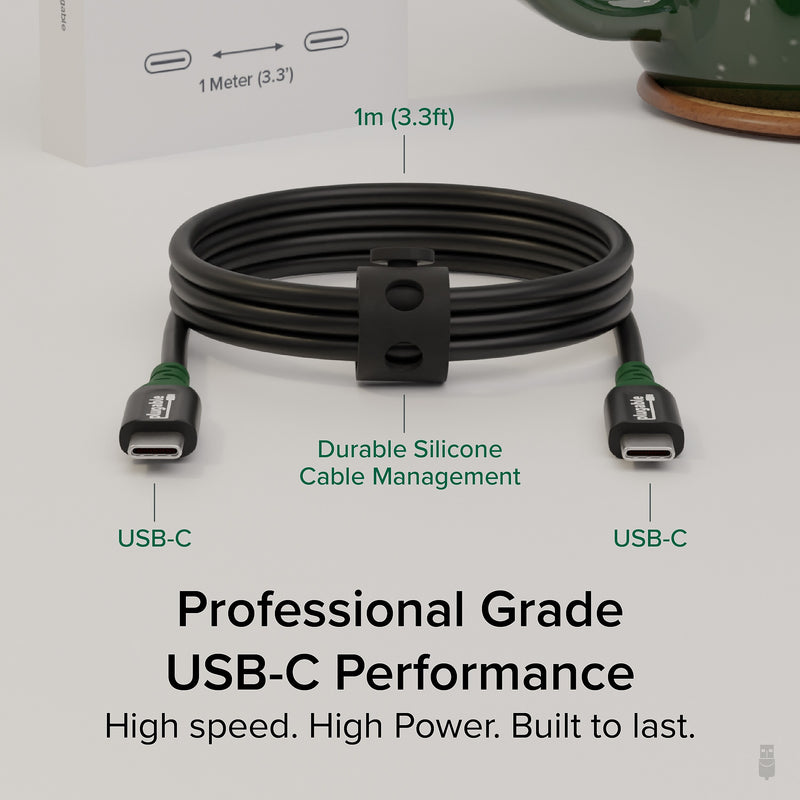 Plugable 3.3' USB-C to USB-C Cable, Black (USBC-240W-1M)