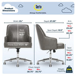 Serta Style Leighton Faux Leather Swivel Home Office Chair, Gray (47925G)