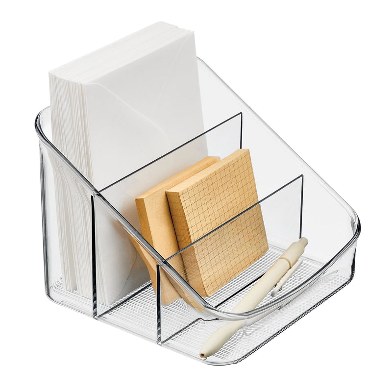 iDESIGN 3-Compartment Plastic Desk Organizer, Clear, 2 Piece (28166M2)