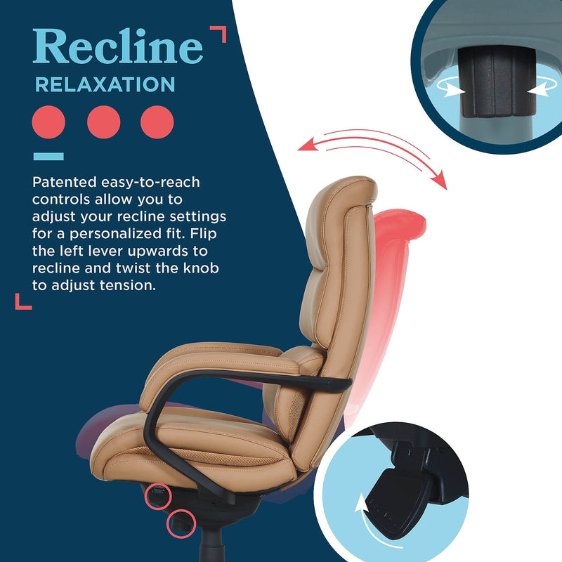 La-Z-Boy Aberdeen Ergonomic Bonded Leather Swivel Executive Chair, Tan (51545-TAN)
