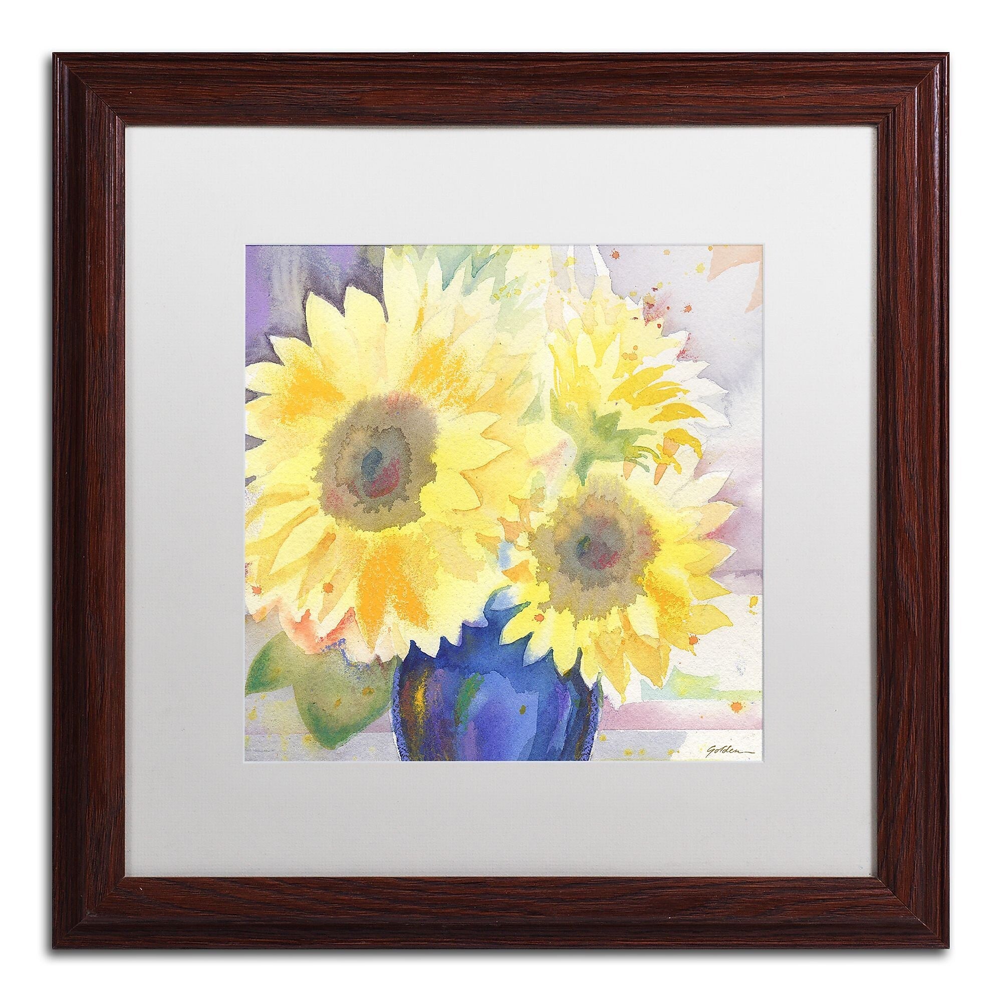 Trademark Fine Art ''White Iris'' by Sheila Golden 16" x 16" White Matted Wood Frame (SG5731-W1616MF)